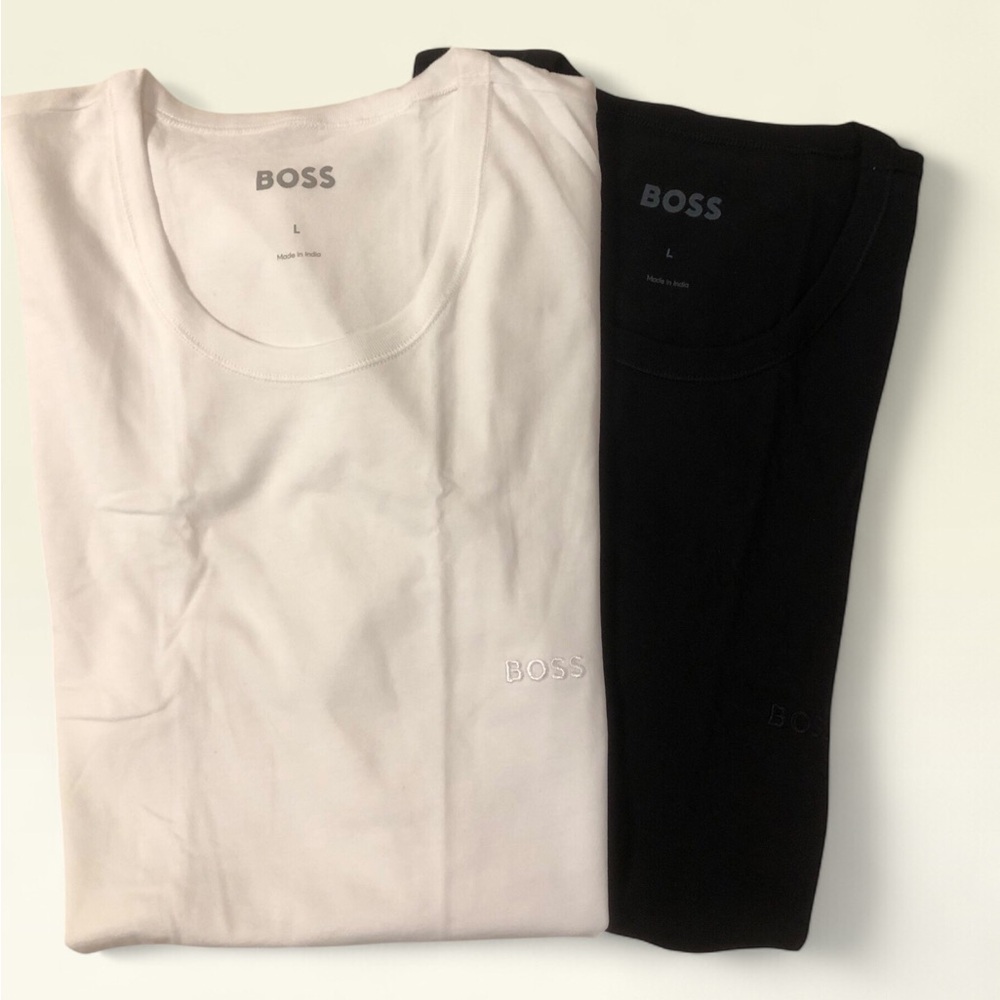 Boss White Crewneck T-Shirt with Grey Logo